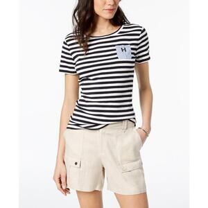 Tommy Hilfiger Womens Cotton Chambray Pocket T-Shirt Size S